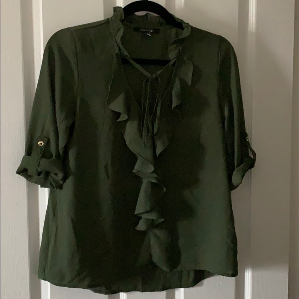 Ruffle Army Green Top